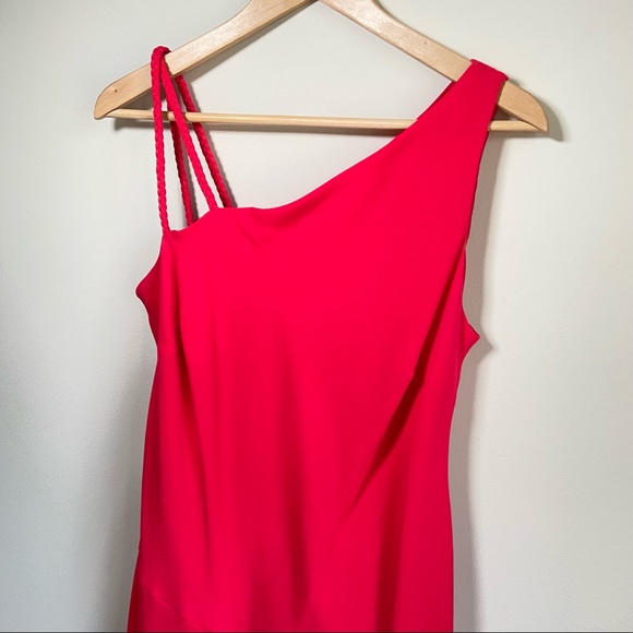 Evan Picone | Asymmetrical Pink Cocktail Dress | Radical Pink | Size 12 - Picture 6 of 6